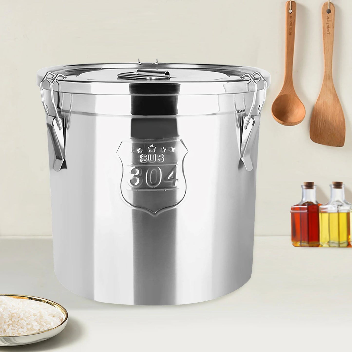 6L stainless steel rice bucket,，