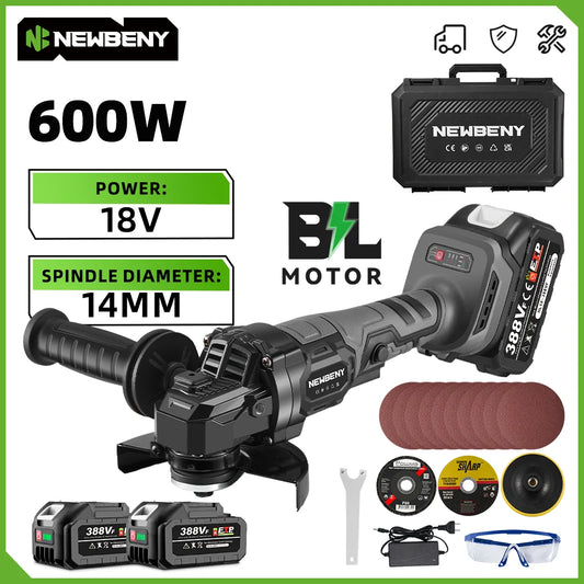 NEWBENY 125mm Brushless Cordless Electric Angle Grinder