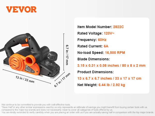 VEVOR Electric Hand Planer