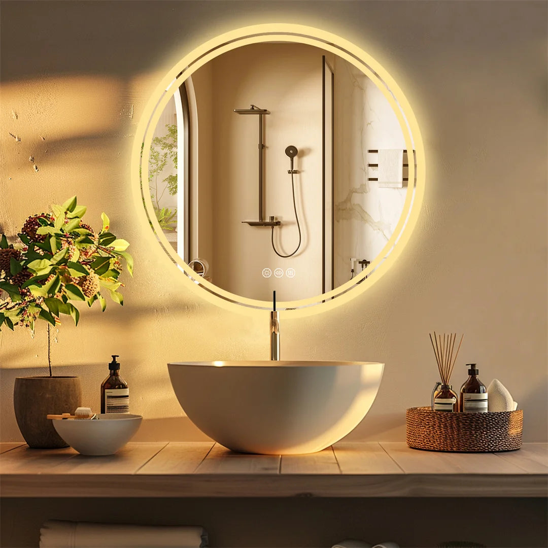 LUVODI 80cm Round Large LED Bathroom Mirror