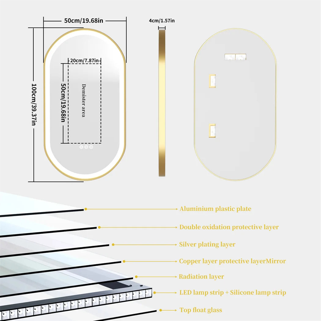LUVODI Luxury Oval Led Illuminated Bathroom Mirror