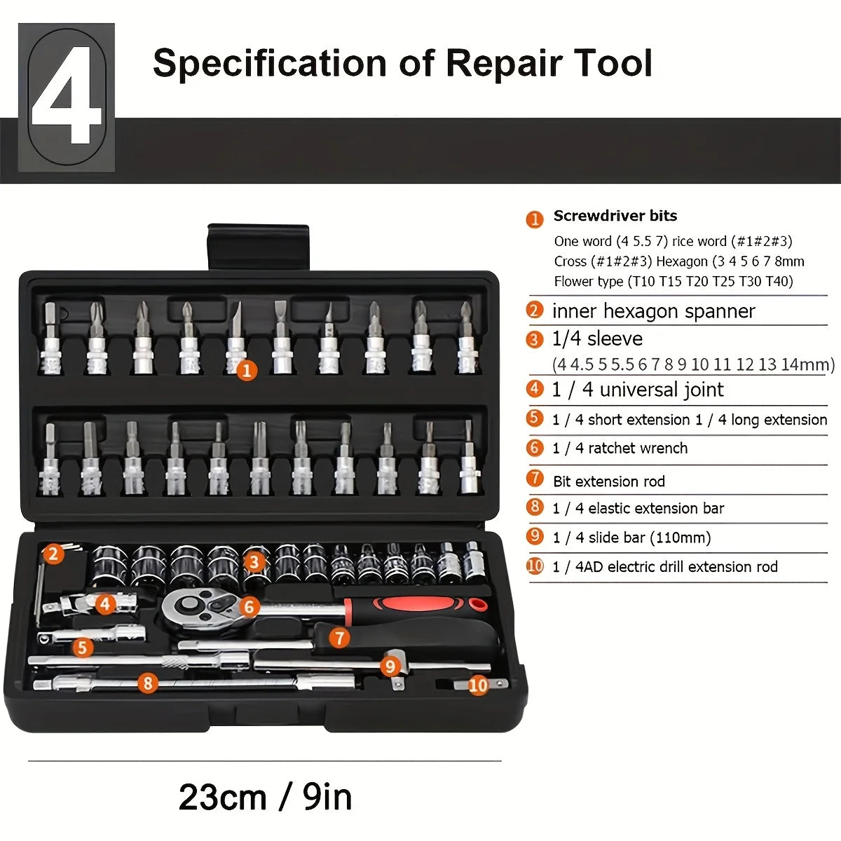 AIRAJ 46 Piece Repair Tool Kit