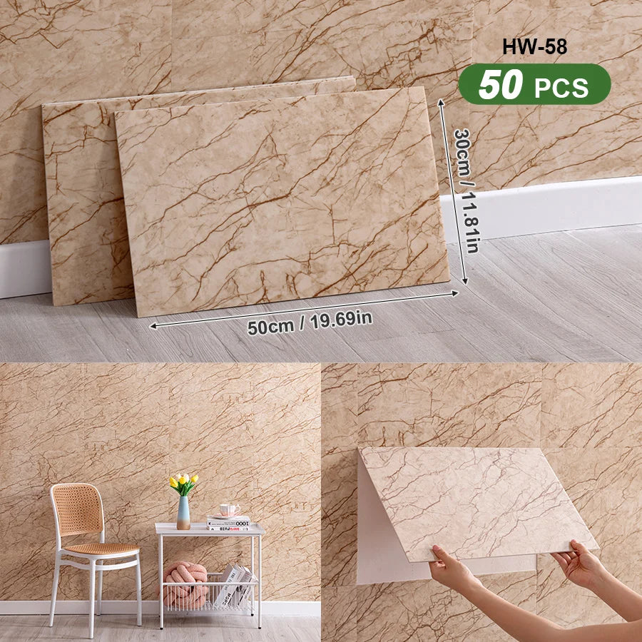 3D Self Adhesive Peel and Stick Wall Tiles 50 Pieces