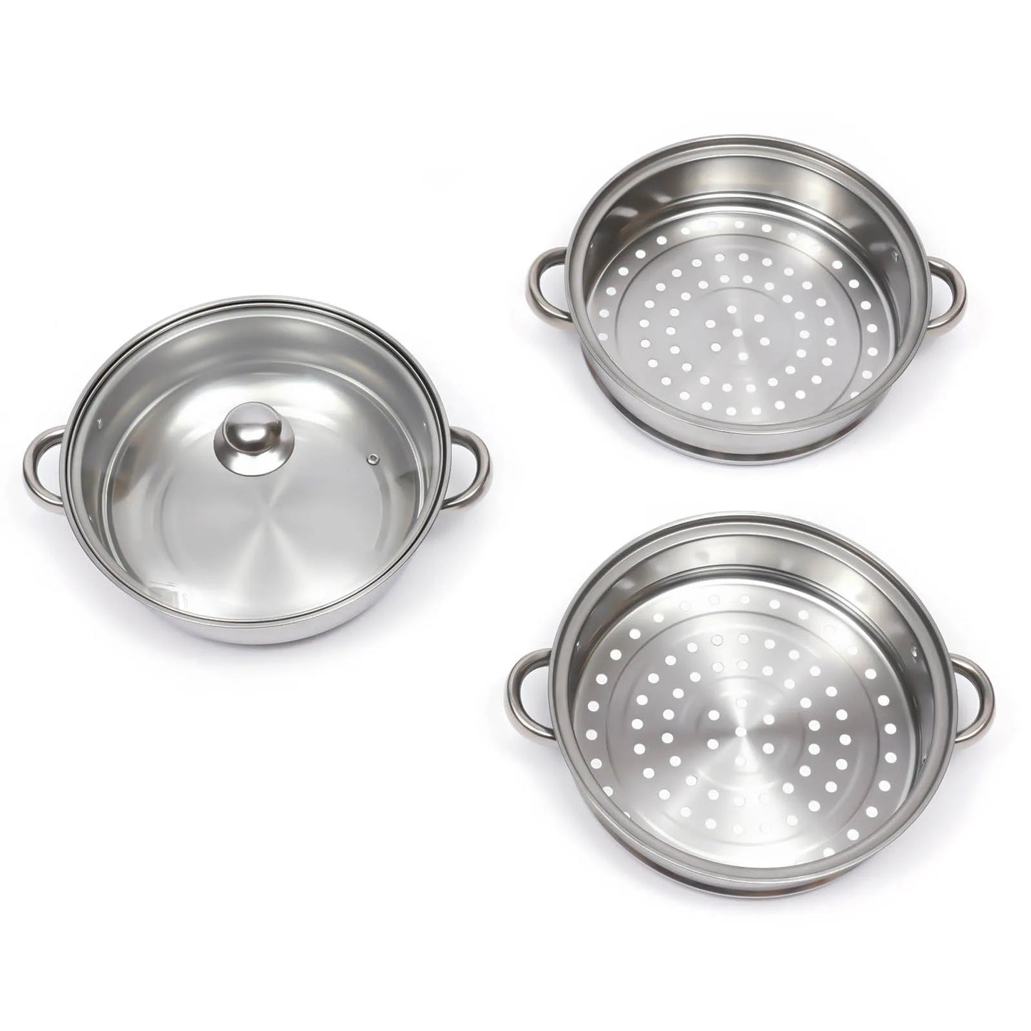 11 Inch Three Tier Stainless Steel Steamer with Glass Lid