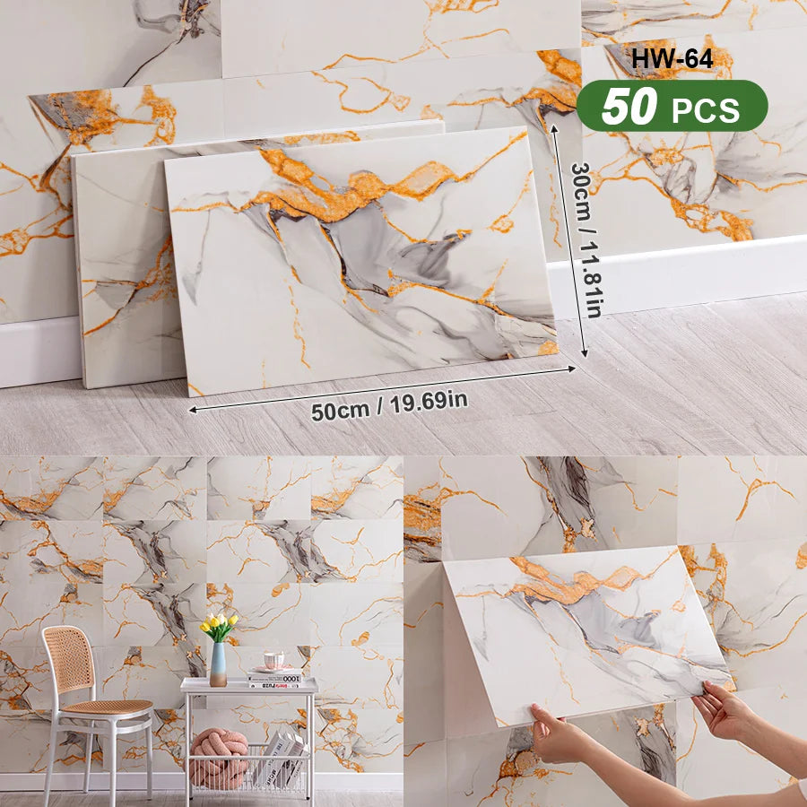 3D Self Adhesive Peel and Stick Wall Tiles 50 Pieces