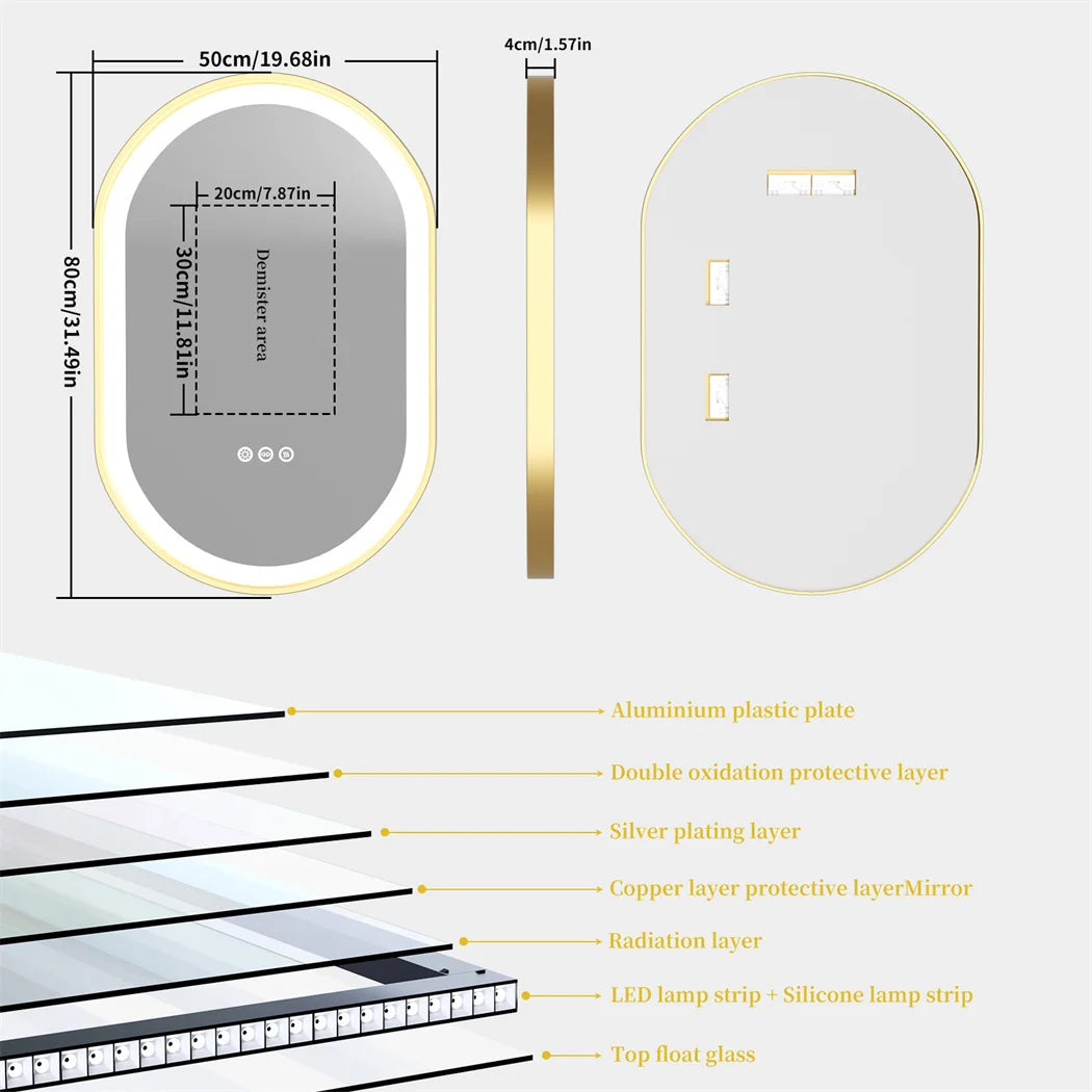 LUVODI Luxury Oval Led Illuminated Bathroom Mirror