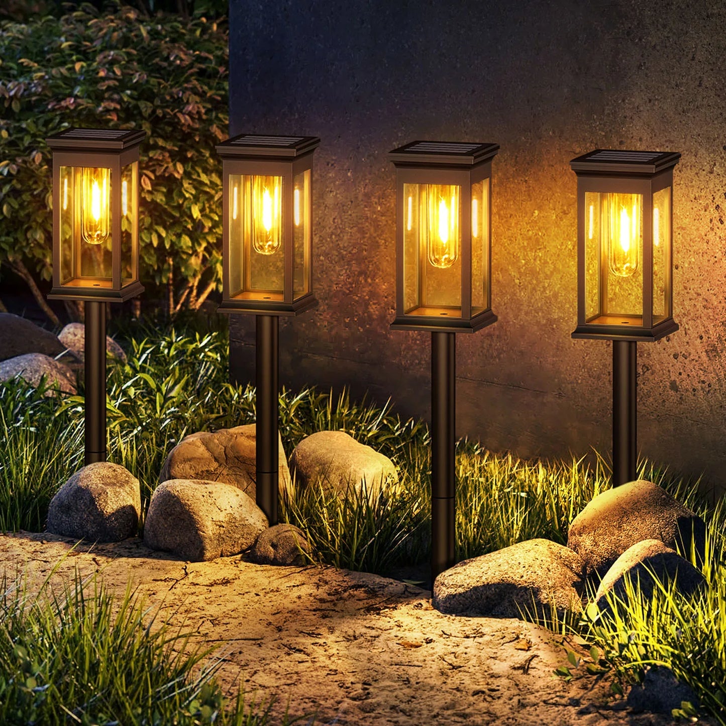 Upgraded Solar Lights 6/12 Pack Modern LED Garden Lighting