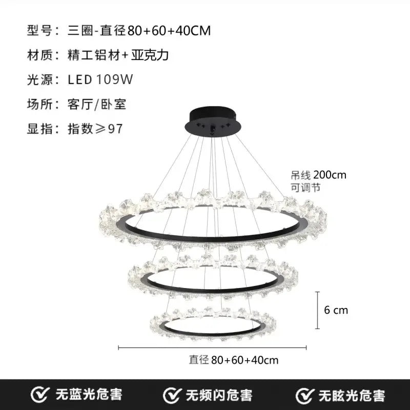 Luxury Crystal Pendant Light LED Ring