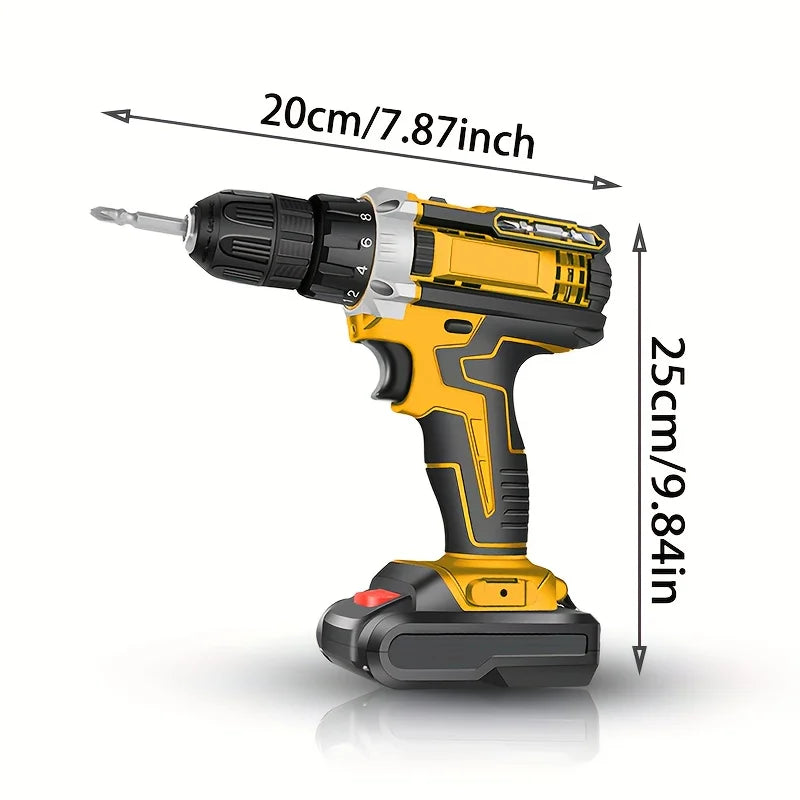 Kzreect 21V Cordless Impact Drill Kit , with Variable-Speed, LED Light, Tool Kit, Rechargeable Li-ion Battery, for Garden DIY