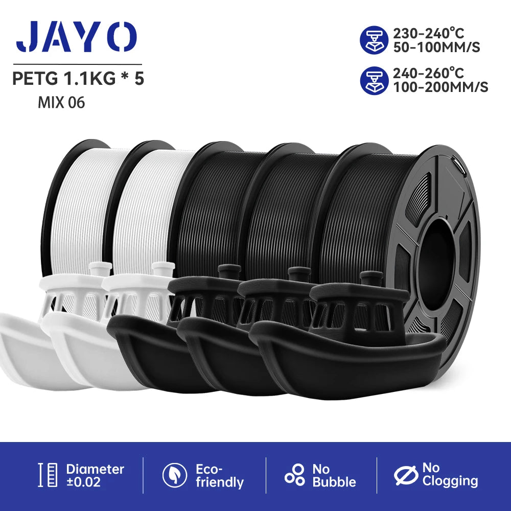 JAYO PLA/PETG/ABS/TPU/PLA plus/PLAMeta 5 Rolls