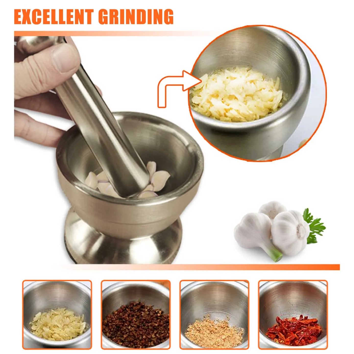 Stainless Steel Mills Mortar and Pestle Set