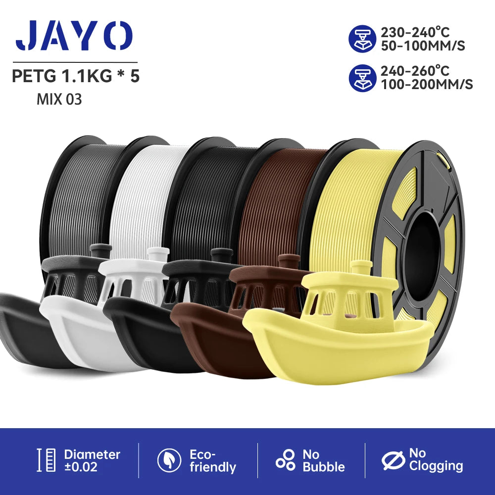 JAYO PLA/PETG/ABS/TPU/PLA plus/PLAMeta 5 Rolls