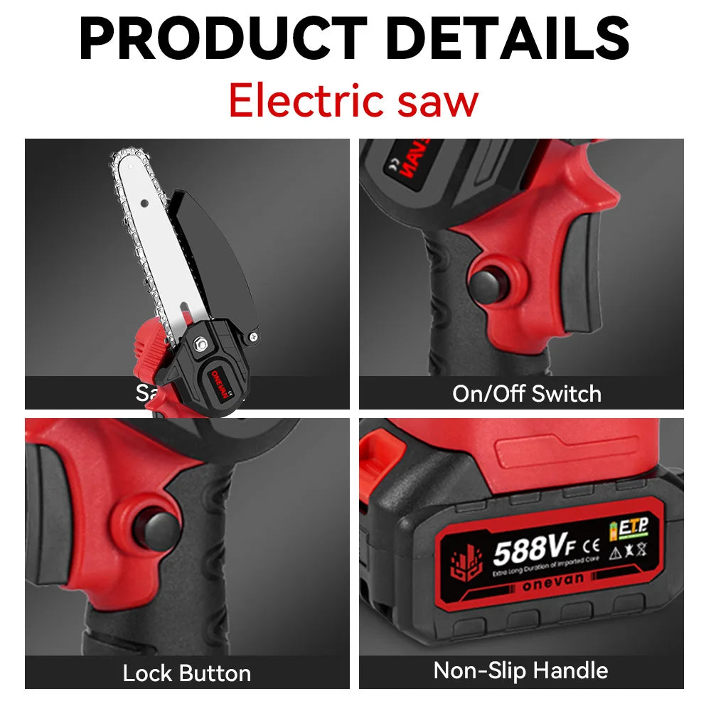 ONEVAN 3in1 Electric High Branch Saw 20000RPM Cordless Telescoping High Pruning Shear Garden Power Tool For BL1850B 18V Battery