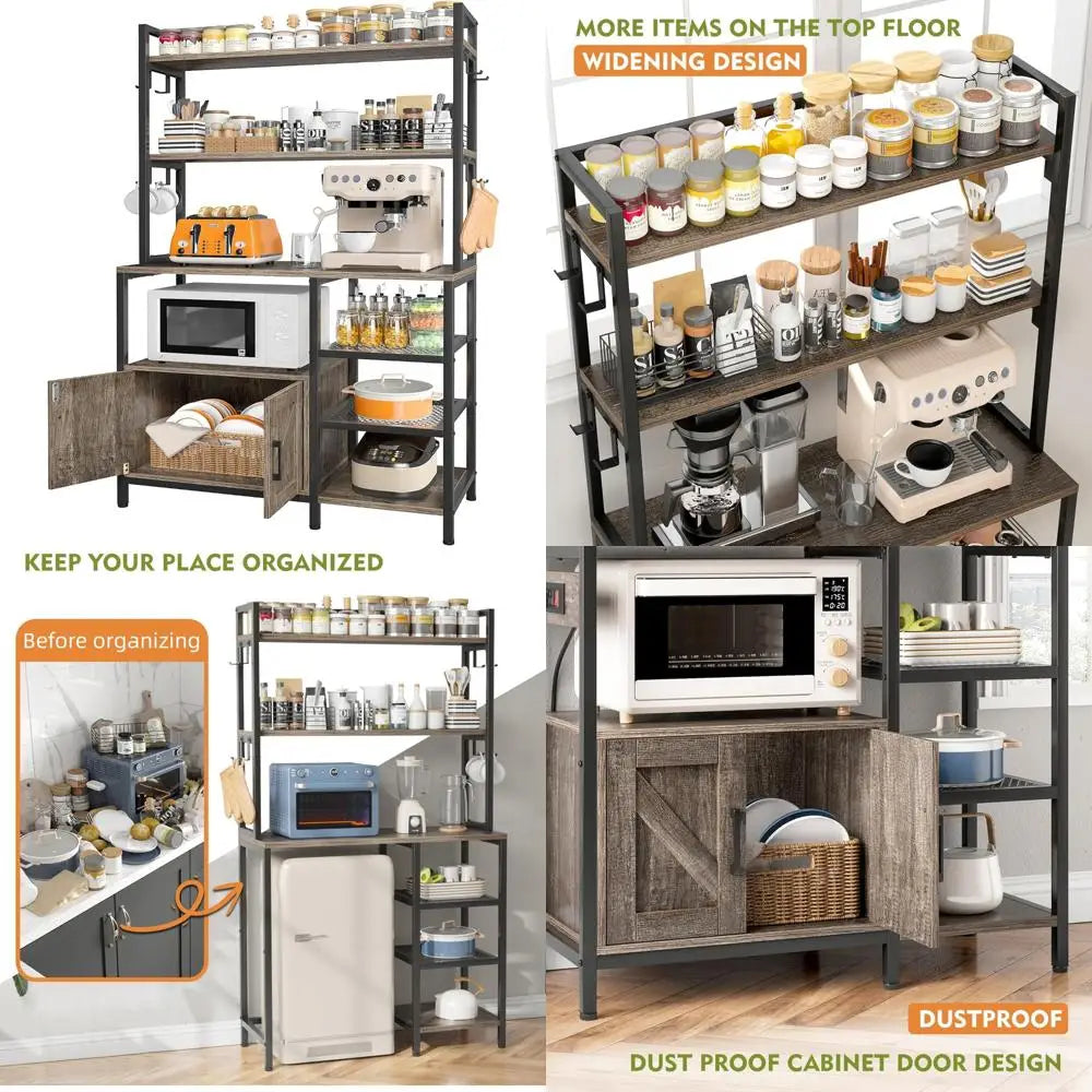 Kitchen Storage Cabinet with 6 Tier Bakers Rack,