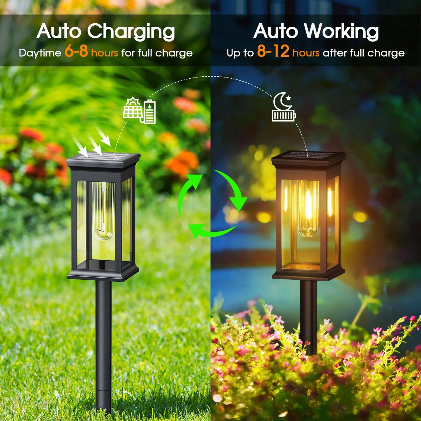 Upgraded Solar Lights 6/12 Pack Modern LED Garden Lighting