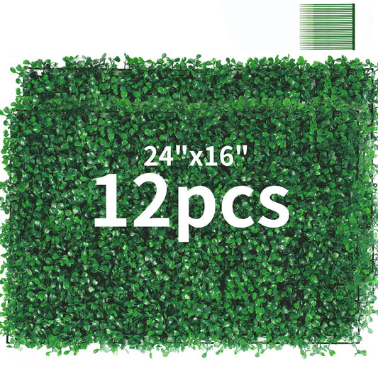 12pcs Artificial Boxwood Panel 24"x 16"