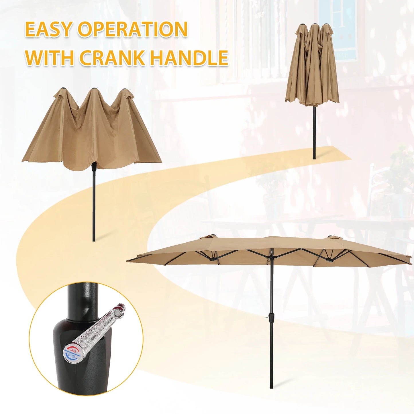 Double Sided Patio Umbrella With Solar Lights