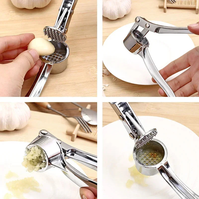 Stainless steel manual small garlic press
