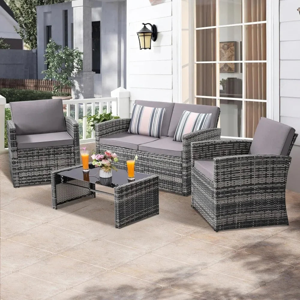 4 Pieces Patio Conversation Set,
