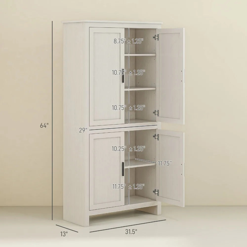 Freestanding Kitchen Pantry Four-Door Storage Cabinet