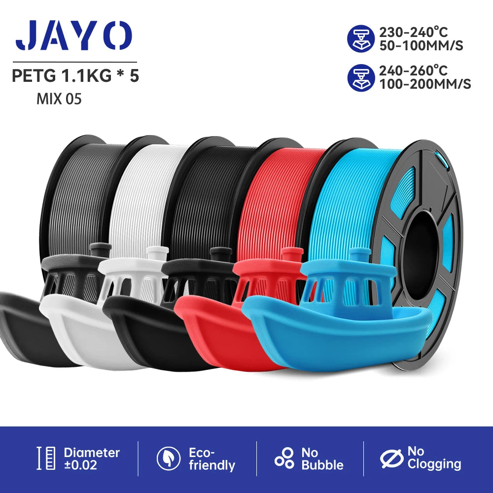 JAYO PLA/PETG/ABS/TPU/PLA plus/PLAMeta 5 Rolls