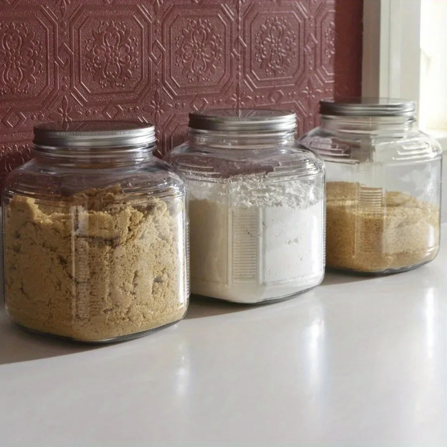 Clear Glass Cookie Jar with Brushed Aluminum Lid