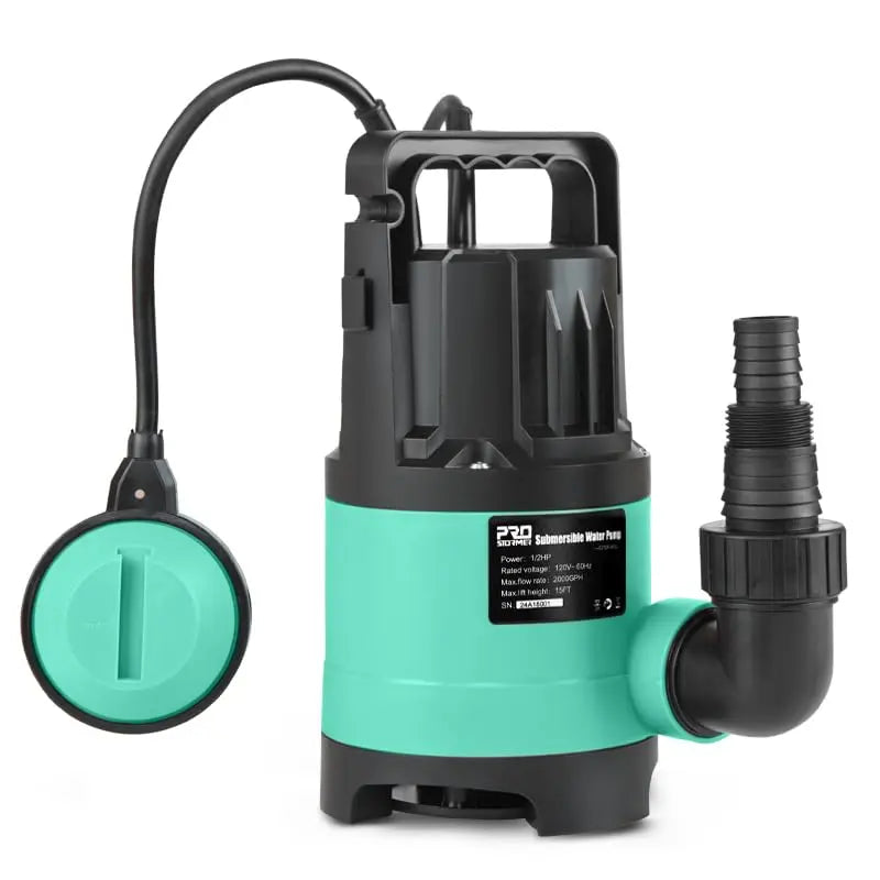 Sump Pump 2000GPH 1/2 HP Submersible Water Pump with Build-in Float SwitchPortable Utility Pump with 15ft Cord By Prostmer