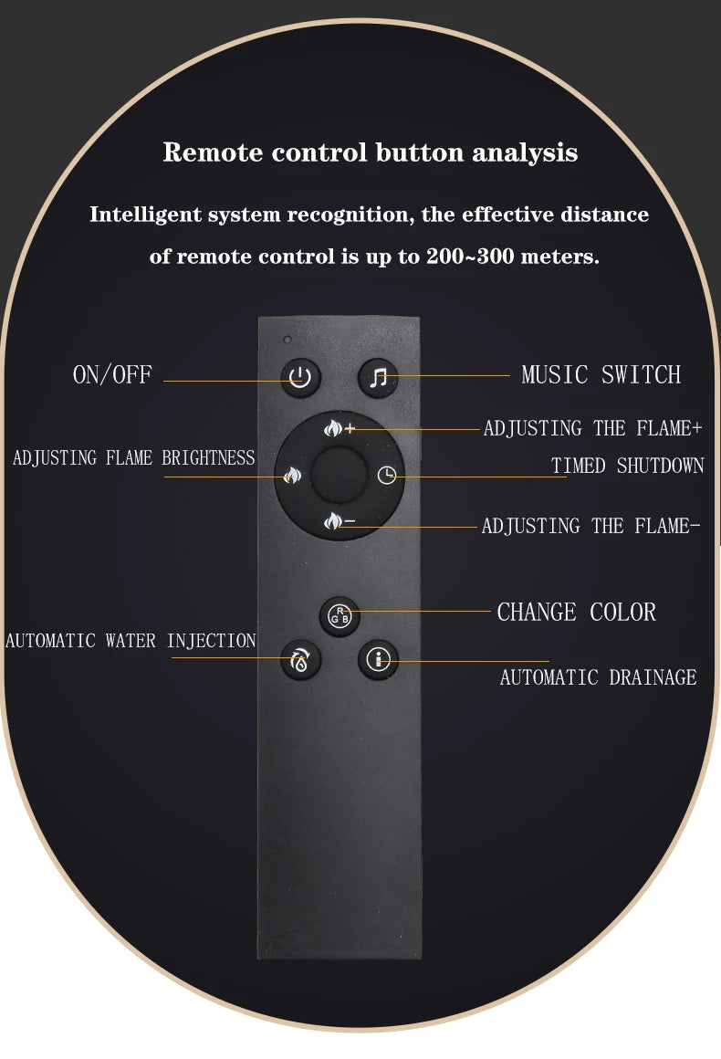 App Remote Control 3D Water Vapor Fireplace