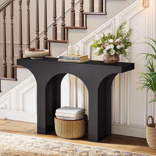 47-Inch Modern Black Console Table for Entryway,
