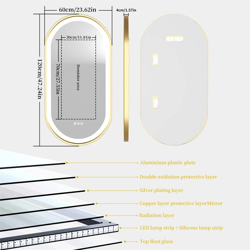 LUVODI Luxury Oval Led Illuminated Bathroom Mirror