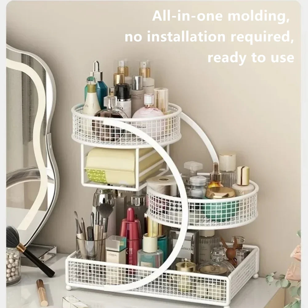 Hign-concerned Metal Makeup Storage Rack for Efficient Countertop Organization and Cosmetic Tools