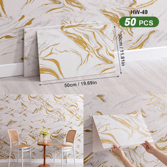 3D Self Adhesive Peel and Stick Wall Tiles 50 Pieces