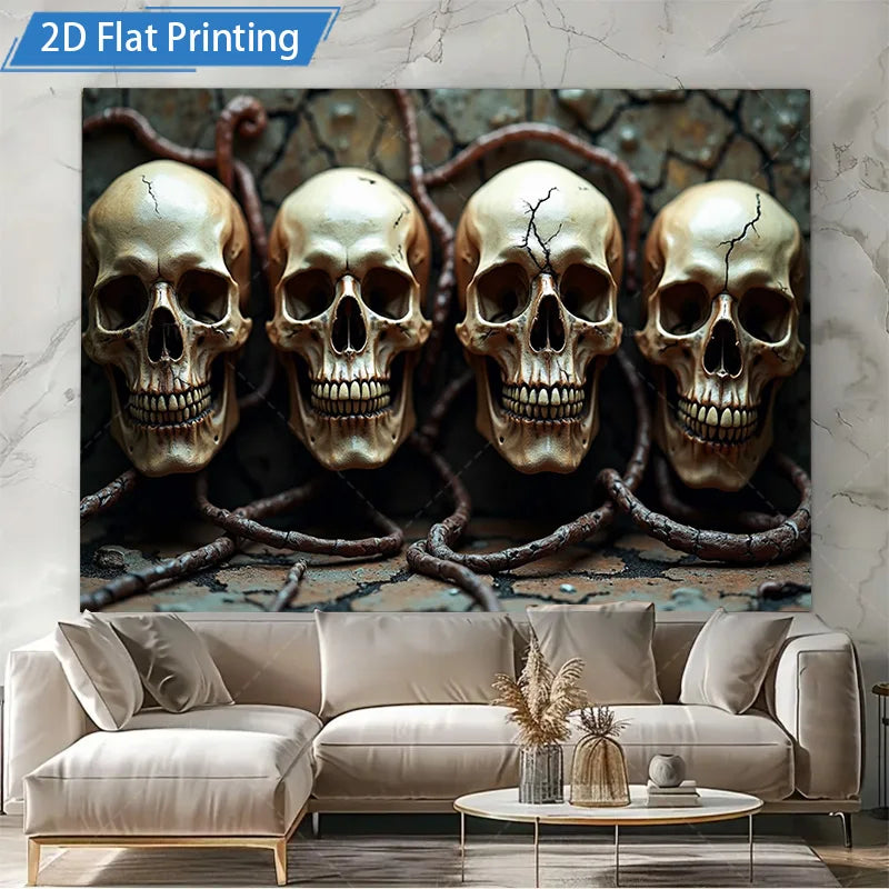 Gothic Skull Wall Tapestry Polyester Made For Home Decor