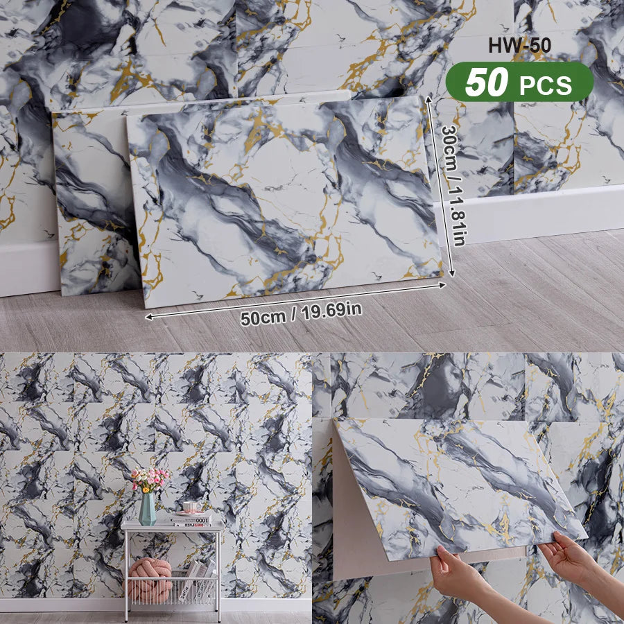 3D Self Adhesive Peel and Stick Wall Tiles 50 Pieces
