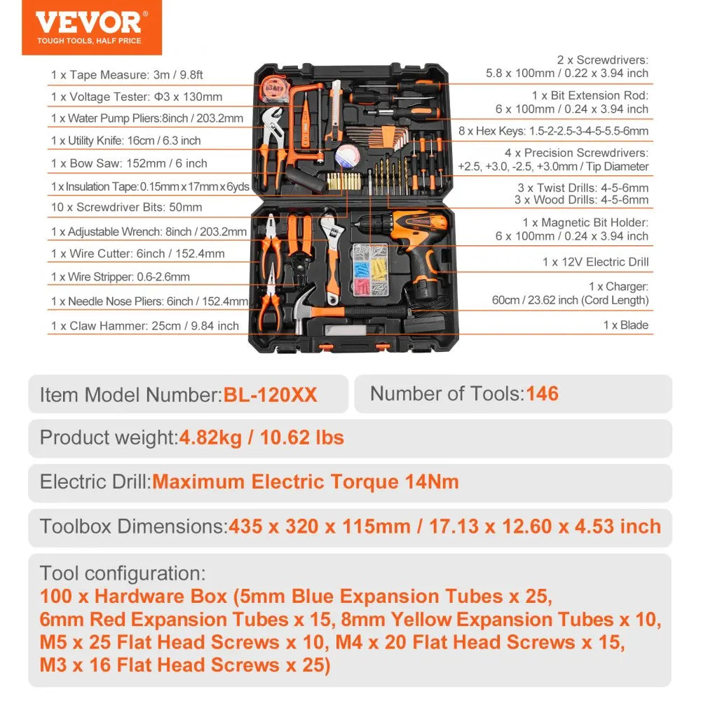 VEVOR Tool Kit Home Repairing Tool Kit