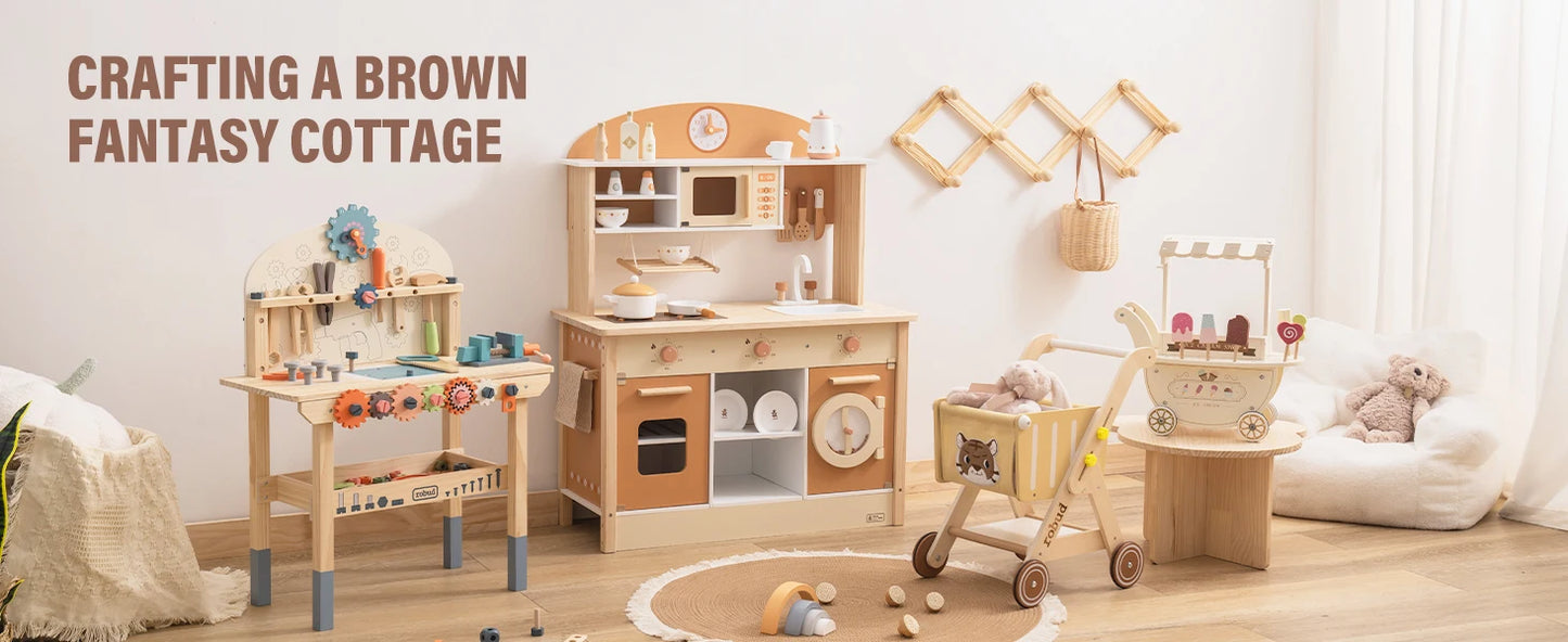 ROBOTIME Wooden Modern Style Play Kitchen