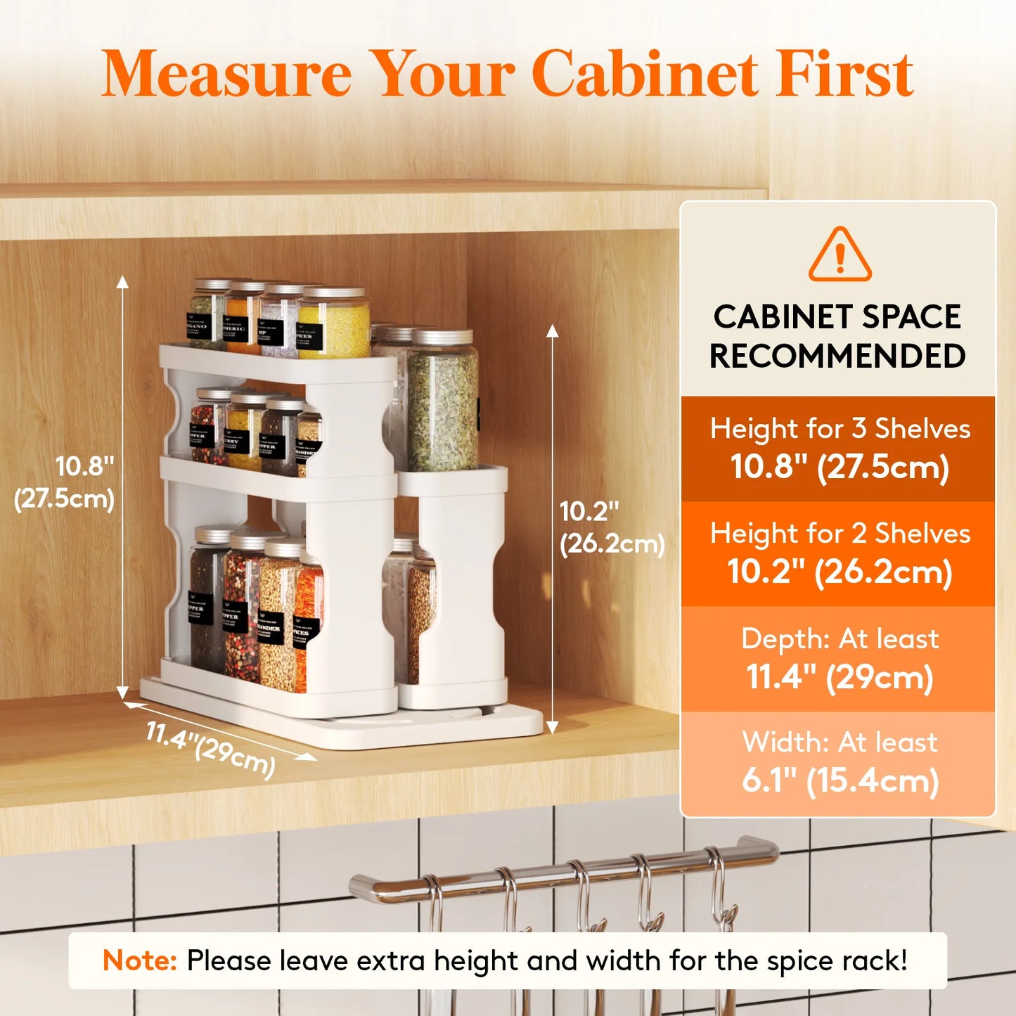 Spice Rack Organizer for Cabinet,