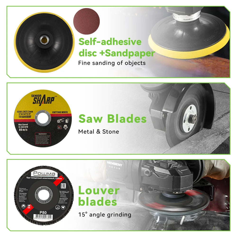 NEWBENY 125mm Brushless Cordless Electric Angle Grinder