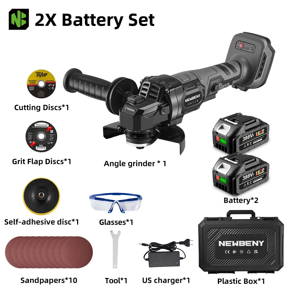 NEWBENY 125mm Brushless Cordless Electric Angle Grinder