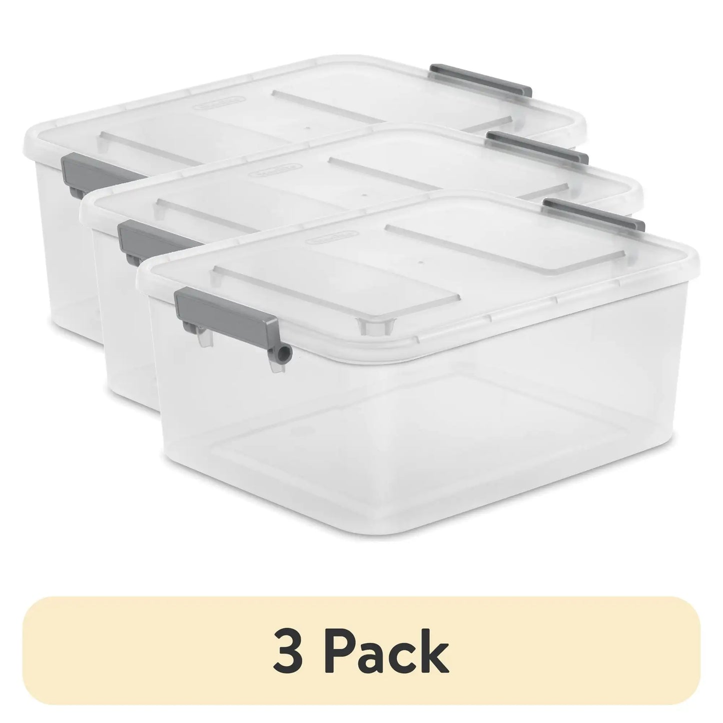 Sterilite 3 Pack Ultra-Durable-Long-Lasting Modular-Latch Storage-Box Organizer System Pro-X