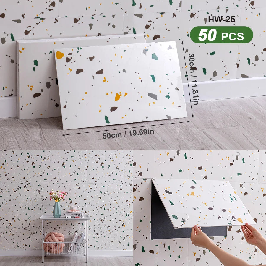 3D Self Adhesive Peel and Stick Wall Tiles 50 Pieces