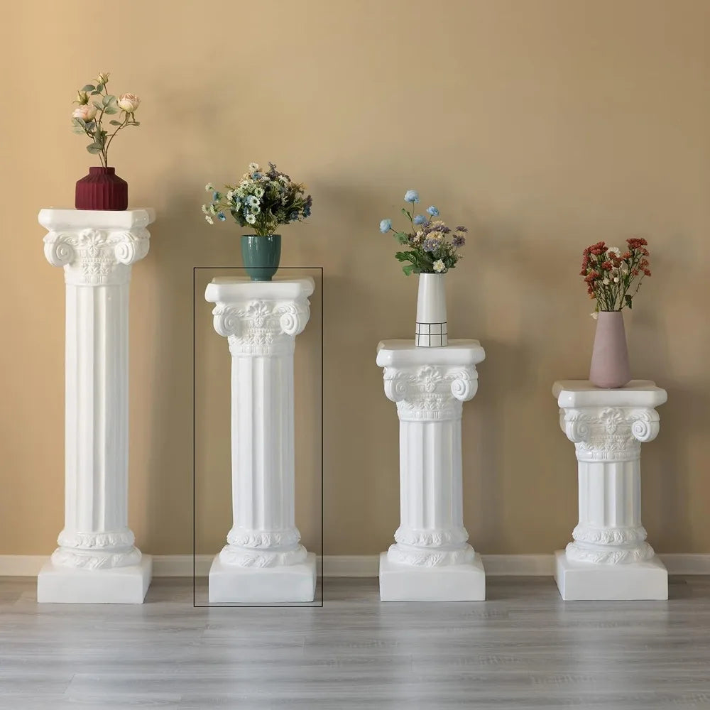 Decorative Fiberglass White Plinth Roman Style Column