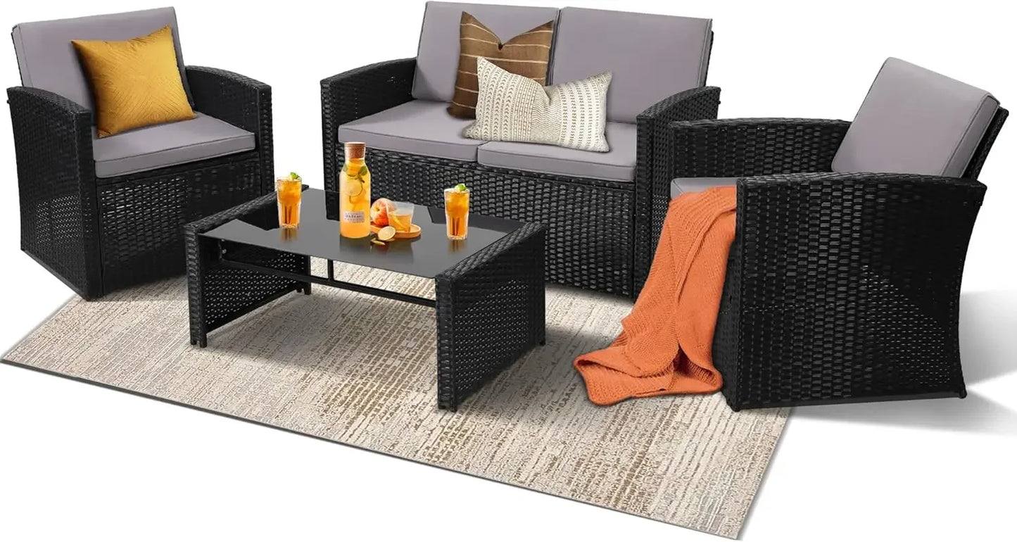 4 Pieces Patio Conversation Set,