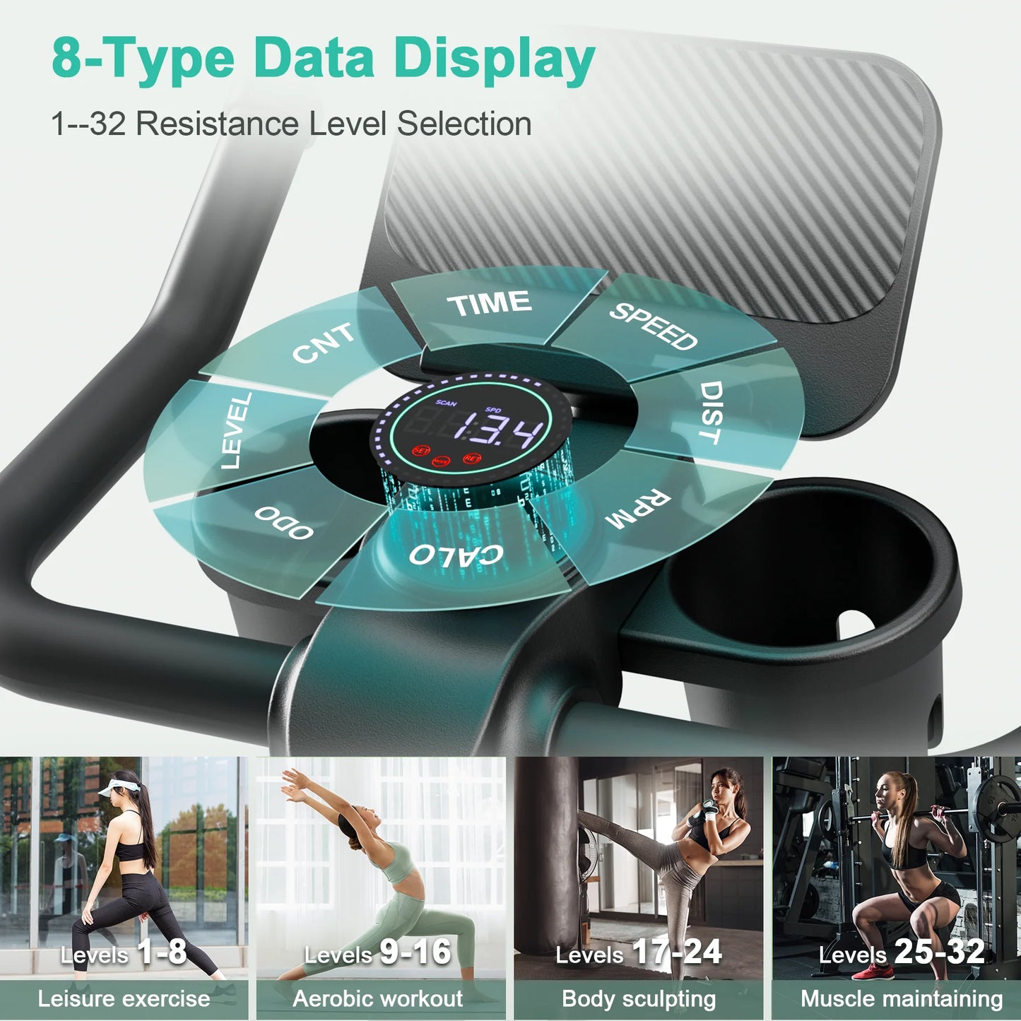 Superun Exercise Bike With Bluetooth Connectivity And Adjustable Armrest Comfort