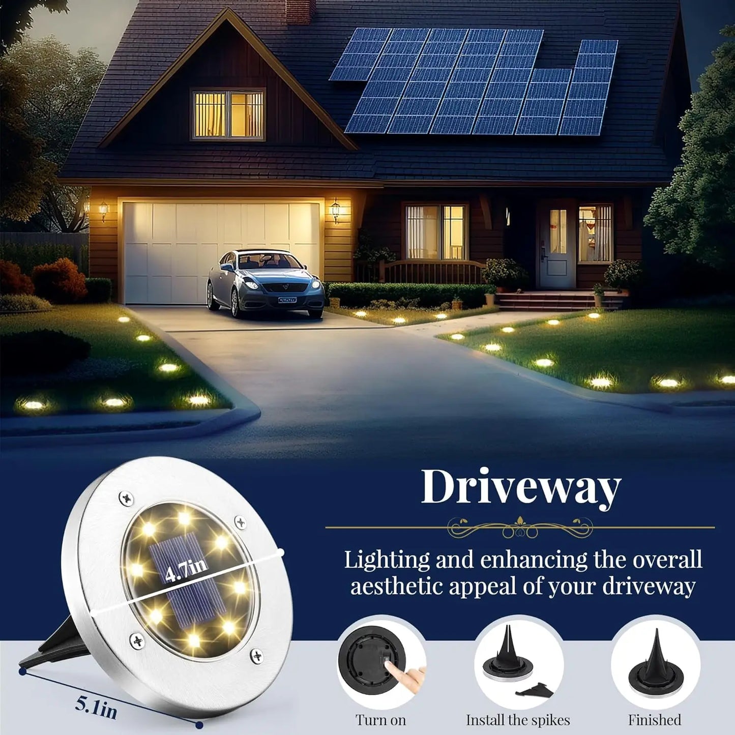 Solar Outdoor Lights Set of 4 or 8 Modern LED Design