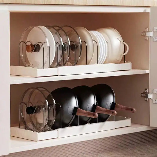 Under Cabinet Pots And Pans Organizer With Stainless Steel Racks