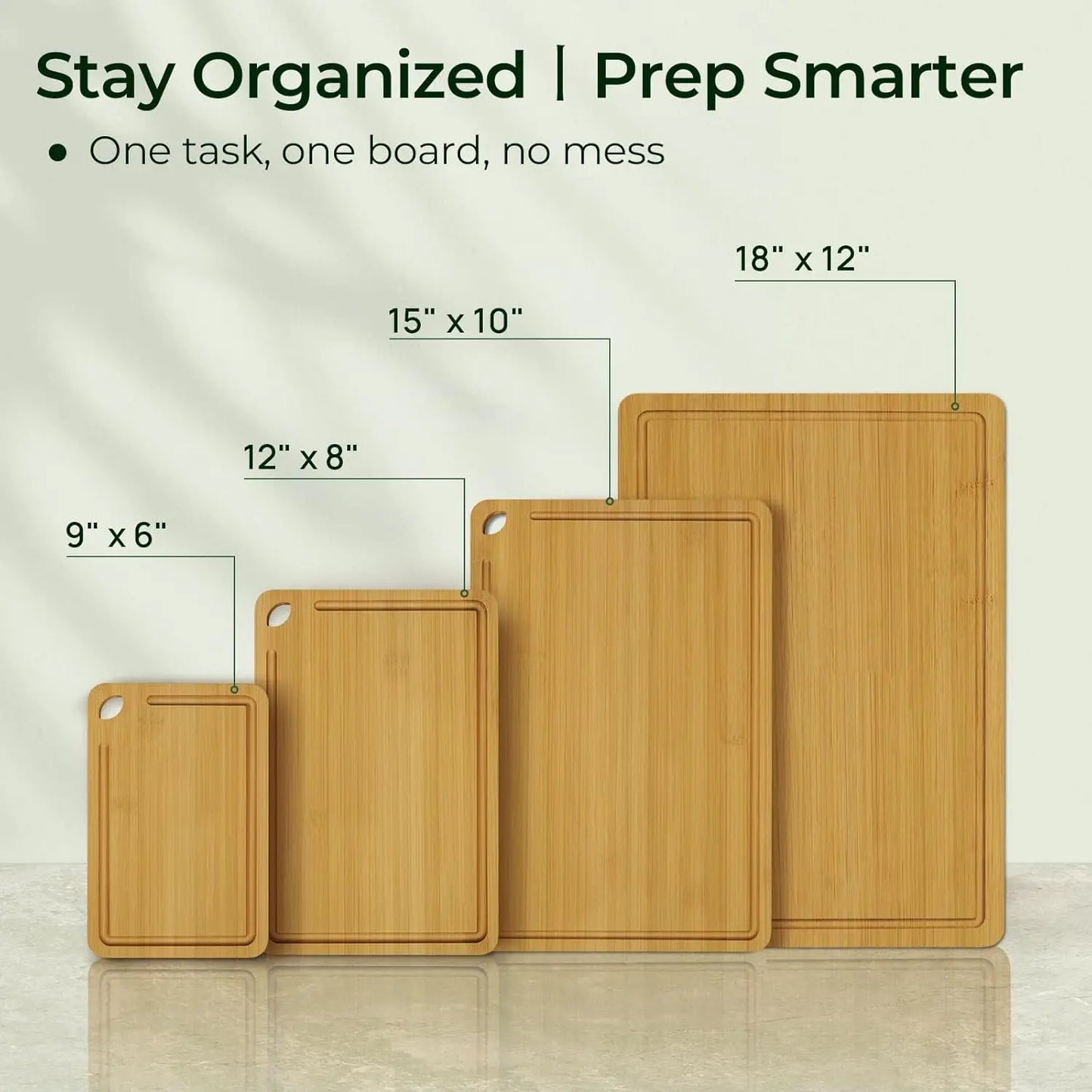 Carbonized Bamboo Cutting Boards Set For Kitchen Prep