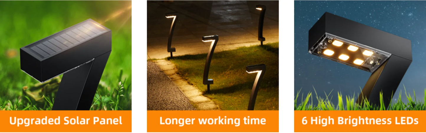 6 Pack Bright Solar Outdoor Pathway Lights for Garden Decor