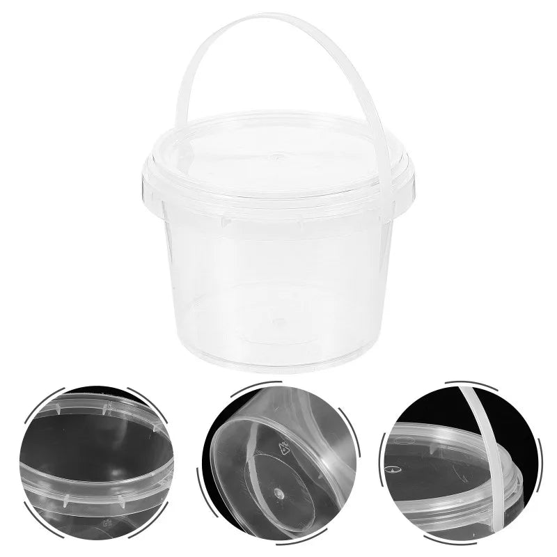 10 Pcs Plastic Storage Buckets Kitchen Containers Empty Bucket Clear Container Household Items Sealed Lid Portable