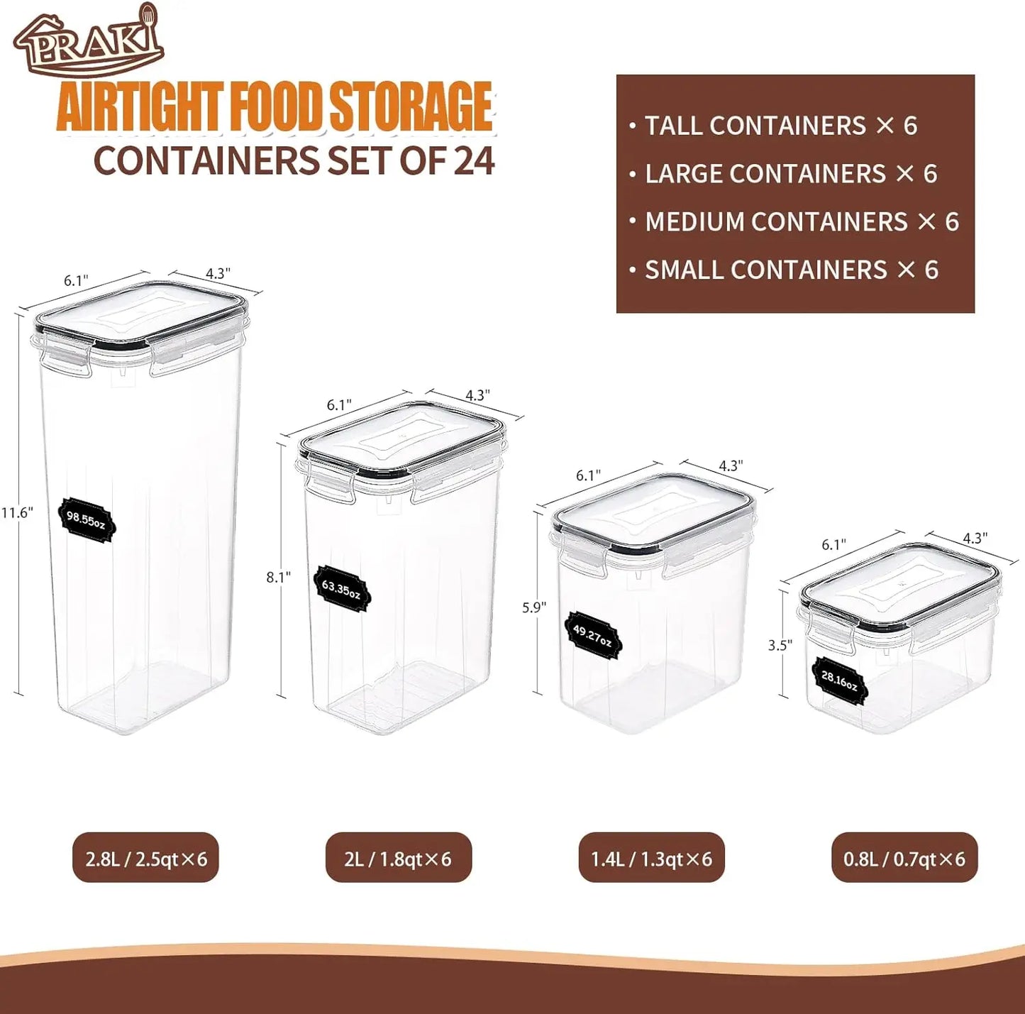 Airtight Food Storage Containers Set with Lids - 24 PCS